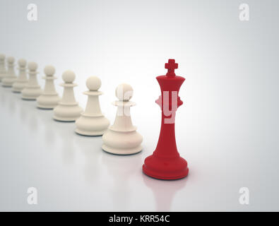 Roi d'échecs rouge leader. Les dirigeants de l'entreprise 3D render Banque D'Images