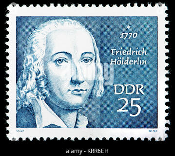L'allemand de l'Est (DDR) timbre-poste (1970) : Friedrich Hölderlin (1770 - 1843), poète allemand Banque D'Images