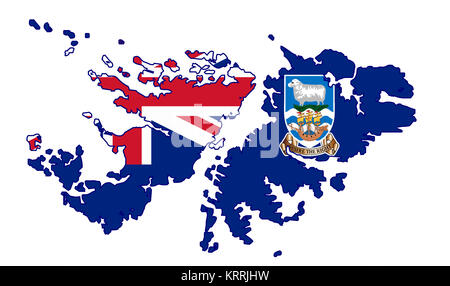 Carte des îles Falkland Drapeau Silhouette Banque D'Images