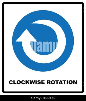 Rotation dans le sens des flèches. Symbole obligatoire bleu. Vector illustration isolé sur blanc. Simple blanc pictogramme. Bannière de service Illustration de Vecteur