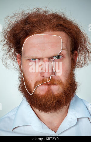 Portrait de jeune homme à l'expression du visage choqué Banque D'Images