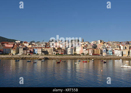 Vue sur le village de pêcheurs de La Guardia, province de Pontevedra, Galice, Espagne Banque D'Images