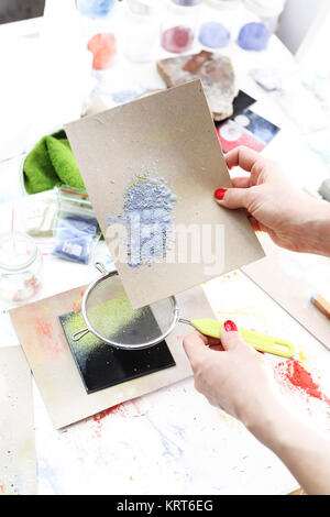 Les pigments de peinture,artistique atelier Banque D'Images