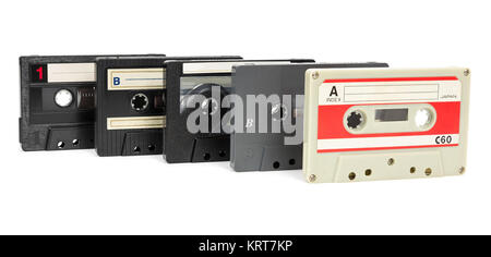 Ensemble de bandes audio vintage sur fond blanc Banque D'Images