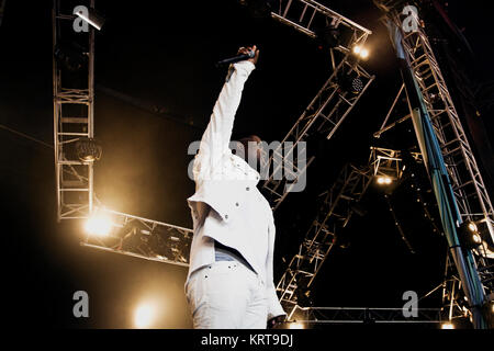 Le rappeur américain Darold Ferguson Jr. est mieux connu sous son nom de scène ASAP Ferg (stylisés A$AP Ferg) et est ici photographié à un concert live à l'Avalon Étape à Roskilde Festival 2014. Le Danemark, 06.07.2014). Banque D'Images