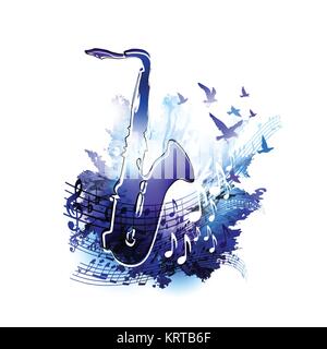 Conception saxophone. Aquarelle numérique. Vector illustration Illustration de Vecteur