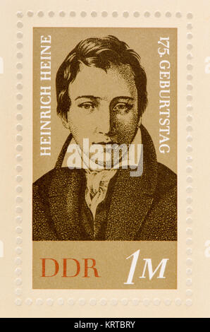 L'allemand de l'Est (DDR) timbre-poste (1972) : Heinrich Heine (1797 - 1856) poète, journaliste, essayiste, et critique littéraire. 175ème anniversaire Banque D'Images