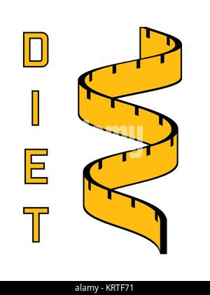 Régime alimentaire - un symbole d'un d'un ruban à mesurer. Icône vecteur moderne. Illustration de Vecteur