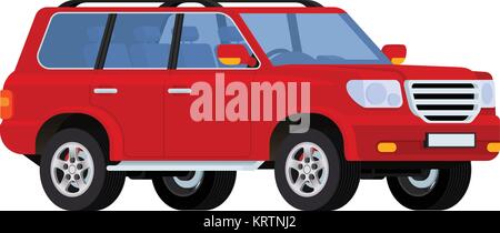 Location de SUV puissants réalistes rouge sur fond blanc Illustration de Vecteur