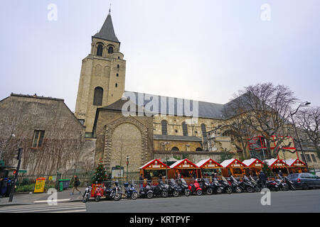 Iew de l'Abbaye Saint-Germain-des-Prés, l'abbaye romane d'une église bénédictine médiévale situé sur la Rive Gauche à Paris Banque D'Images