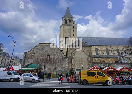 Iew de l'Abbaye Saint-Germain-des-Prés, l'abbaye romane d'une église bénédictine médiévale situé sur la Rive Gauche à Paris Banque D'Images