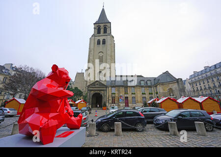 Iew de l'Abbaye Saint-Germain-des-Prés, l'abbaye romane d'une église bénédictine médiévale situé sur la Rive Gauche à Paris Banque D'Images