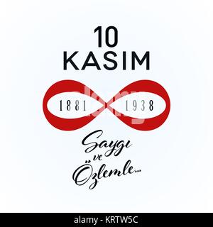 Jour commémoratif de Ataturk. 10 novembre concept sur fond blanc. Anniversaire de la mort d'Ataturk. Modèle d'illustration vectorielle. Illustration de Vecteur