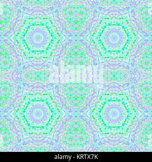 Résumé fond pastel transparente géométrique. Hexagone régulier avec ornements éléments ronds et ovales en violet, violet, bleu et vert menthe, tons ornée et vaste. Banque D'Images