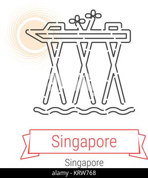 Singapour, Singapour l'icône de la ligne du vecteur Illustration de Vecteur