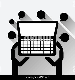 La discussion avec l'icône de l'ordinateur portable Chatbot Concept Chat Bot ou Chatterbot en ligne Service de soutien de la technologie Illustration de Vecteur