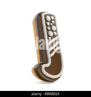 Lettre J'épice de Noël au chocolat blanc décoré avec des polices et des lignes de points. 3D Banque D'Images