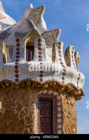 Détail de mosaïque travaux de Parc Guell. De Barcelone Espagne Banque D'Images