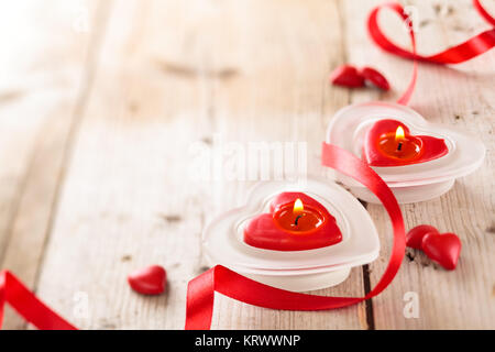 Bougies en forme de coeur . Banque D'Images