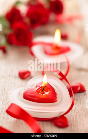 Bougies en forme de coeur . Banque D'Images