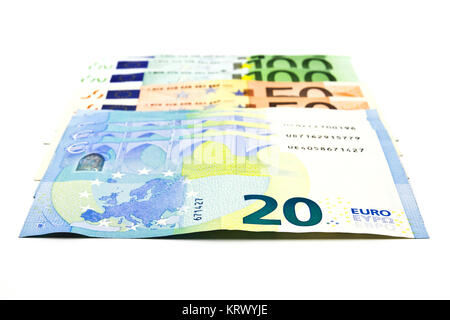 Billet d'euro sur un fond blanc. Banque D'Images