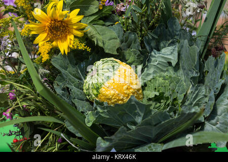 De magnifiques bouquets de fleurs et de légumes Banque D'Images