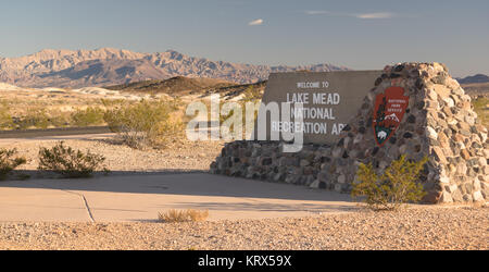 Lake Mead National Recreation Area entrée du Monument NPS Banque D'Images