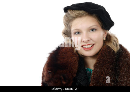 Portrait d'une belle femme avec des vêtements vintage Banque D'Images