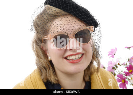 Portrait d'une belle femme avec des vêtements vintage Banque D'Images