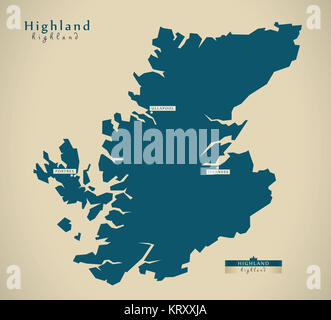 Carte moderne - Highland UK Scotland illustration Banque D'Images