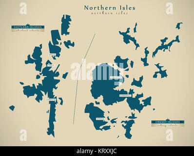 Carte moderne - îles du Nord UK Scotland illustration Banque D'Images