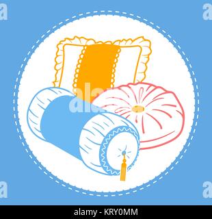 L'icône du coussin dans le style linéaire. oreillers de différentes formes et types Illustration de Vecteur