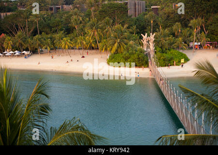 Plage tropicale à Sentosa, Singapour Banque D'Images