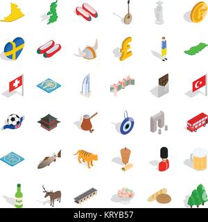 Royaume icons set, style isométrique Illustration de Vecteur