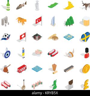 Knight icons set, style isométrique Illustration de Vecteur