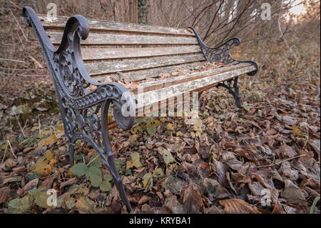 Banc dans le parc en automne. Banque D'Images