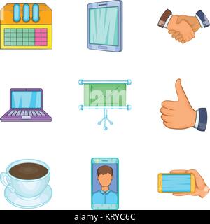 Société Web icons set, cartoon style Illustration de Vecteur