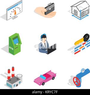 Société Industrielle icons set, style isométrique Illustration de Vecteur