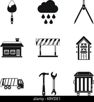 Projet de construction, le style simple icons set Illustration de Vecteur