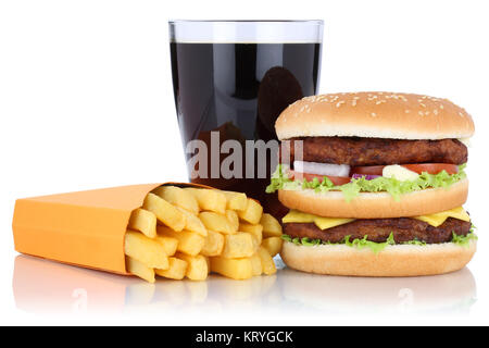 Burger burger double double menu menu menu hamburger frites boisson coke Banque D'Images