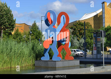 De Keith Haring les boxeurs, Eichhornstrasse, place de Potsdam, zoo, Berlin, Allemagne, Keith Haring 'Les boxeurs', Potsdamer Platz, Tiergarten, Deutschland Banque D'Images