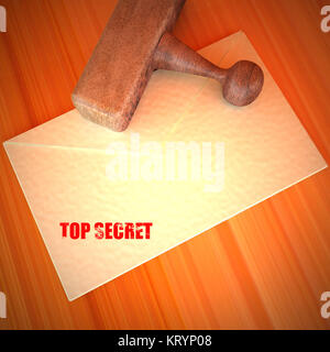 Lettre enveloppe avec timbre top secret Banque D'Images
