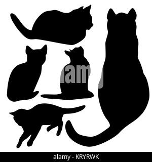 Collection de chats - silhouette vecteur Banque D'Images