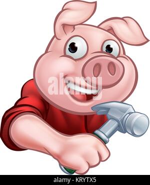 Carpenter Pig Cartoon Character Illustration de Vecteur