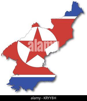 Drapeau de la carte vectorielle la Corée du Nord Illustration de Vecteur