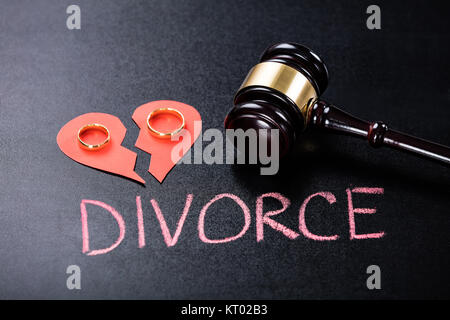 Close-up of Divorce Concept sur tableau noir Banque D'Images