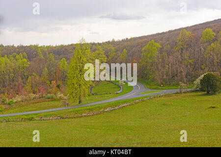Au début du printemps sur un le Blue Ridge Parkway en Virginie Banque D'Images