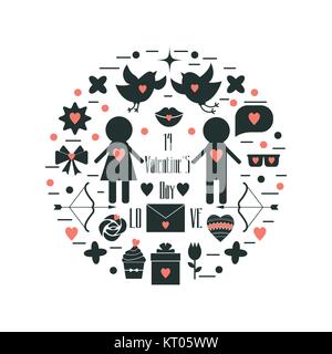 Valentine s Day. Ensemble d'éléments du vecteur. Illustration de Vecteur