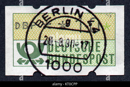 Le timbre Automatenmarke de la République fédérale d'Allemagne présente une image représentant Berlin, soulignant l'histoire postale de l'Allemagne et l'importance du rôle culturel et historique de Berlin. Banque D'Images