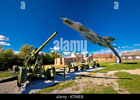 Avion de chasse militaire et Canon Banque D'Images